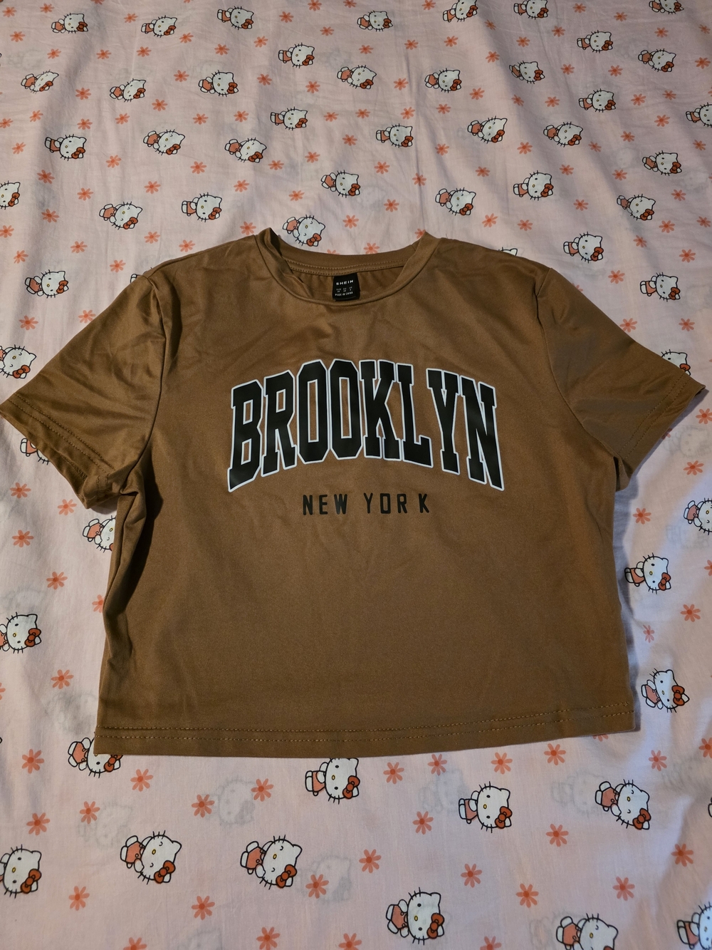 SHEIN Brown "BROOKLYN" Crop Tee
